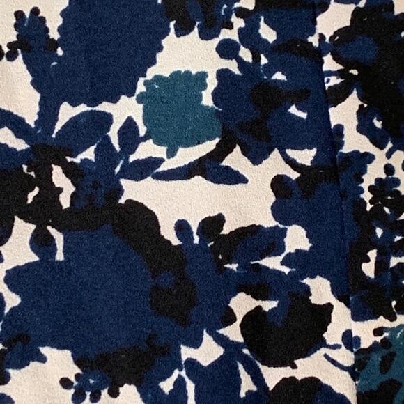 Simply Vera Wang Dress Blue Tan Floral A Line Long Sleeve Fit & Flare Size XS - Picture 14 of 14